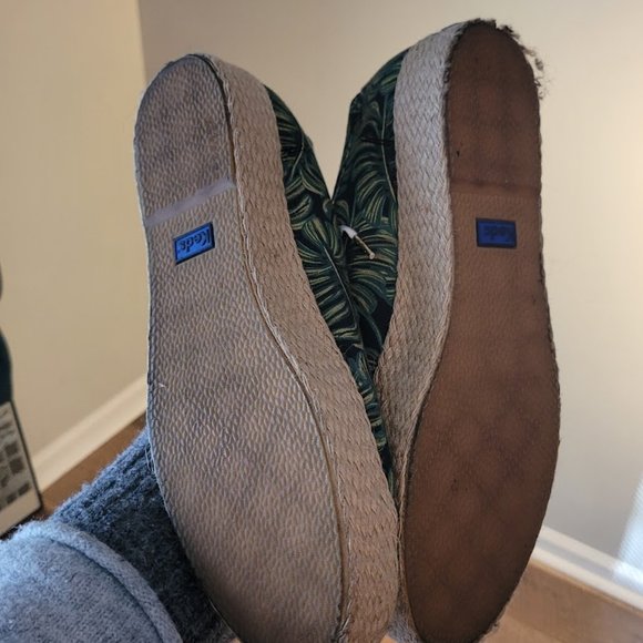 Woven, platform tropical tan and green ked sneakers, size 9.5 - Picture 2 of 5